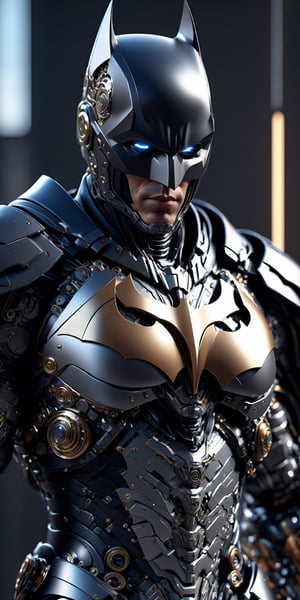 3d render of a highly detailed [Batman|Cyborg] wearing cybernetics and intricate detail armor with armored plates, hdr, 8k, subsurface scattering, specular light, highres, octane render, ray traced