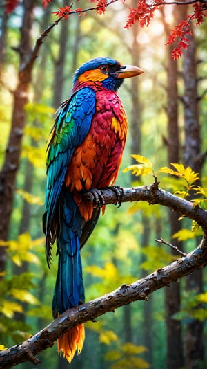 best quality,4k,8k,highres,masterpiece:1.2,ultra-detailed,realistic,vivid colors,(metallic feathers),(sleek and shiny body),(modern design),(detailed beak and eyes),(perched on a tree branch),(forest skyline in the background),(shadows and highlights),(subtle reflections),(sharp focus),(photorealistic rendering),(studio lighting),(bokeh),(nature theme),(dynamic composition),(dramatic atmosphere),(contrasting textures),(depth and dimension),(captivating and vibrant),(elegant yet captivating),(cinematic vibe),(mesmerizing perspective),(impeccable craftsmanship),(intricate details)
