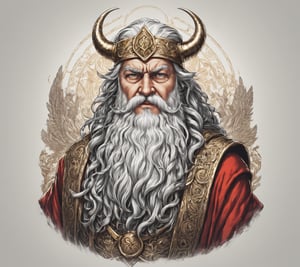 santa as the god odin, full view wide angle view, (centered on a white background), T-shirt design illustration, photo r3al, T-shirt design illustration, on a white background, more detail XL, Leonardo style 