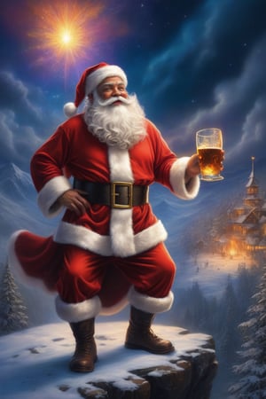  alcohol in art In the otherworldly allure of an Shockingly Beautiful exotic Santa Claus, the vibrant blending of earthly elements beckons attention. Against the backdrop of a mesmerizing HDR aerial photograph,  the main subject emerges as a majestic Shockingly Beautiful Santa Claus, its luminescent form contrasting against the darkened landscape below. Radiating supernatural glow,  its fur shimmers with prismatic natural colors. Every intricate detail is captured in this high-quality digital artwork,  immersing viewers in the captivating mystique of the enigmatic creature. Shockingly Beautiful Santa claus subject centered in the image, ultra wide birds eye view. subject centered full view pose,,
,NightmareFlame,TSHIRT DESIGN,