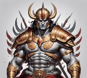 4k detail, god ares, full view wide angle view, (centered on a white background), T-shirt design illustration, photo r3al, T-shirt design illustration, on a white background, more detail XL, 