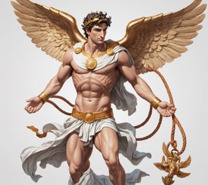 4k detail, god hermes, full view wide angle view, (centered on a white background), T-shirt design illustration, photo r3al, T-shirt design illustration, on a white background, more detail XL, 