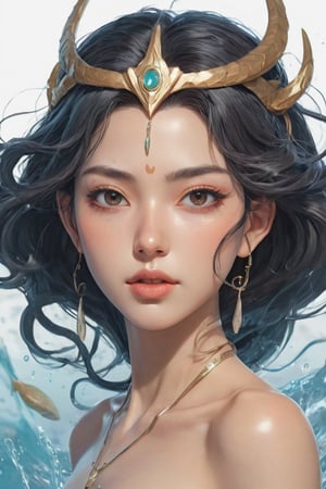 Concept art in anime style, character sheet, stunningly beautiful, perfect anatomy, studio ghibli anime style, perfect body, beautiful face, in frame, epic, full body, full color. 16:9, highdetaleid, flat colors Beautiful and stunning fantasy water priestess , perfect and detailed angular sharp oval human face, full body, high heels, comic style, perfect anatomy, centered, approaching perfection, dynamic, highly detailed, character sheet, artstation, concept art, smooth, sharp focus, illustration, art by Kim Jung gi and Artgerm