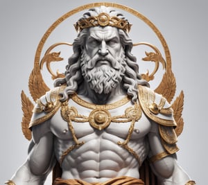 4k detail, god zeus, full view wide angle view, (centered on a white background), T-shirt design illustration, photo r3al, T-shirt design illustration, on a white background, more detail XL, 