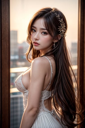 (masterpiece:1.2, best quality:1.2, beautiful, high quality, highres:1.1, aesthetic), detailed, extremely detailed, ambient soft lighting, perfect eyes, perfect face, 1girl, long hair, hair ornament, normal breasts, muai thai, looking at the viewer, from below, slim body, low angle shot, night time