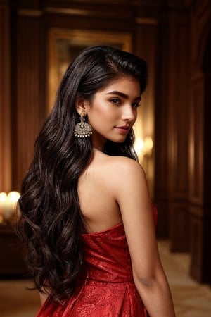 Young 19 -year-old hindu extremely sweet extremely elegant In a red dress with long hairyoung 17-year-old hindu perfect sweet perfect elegant perfect beautiful perfect wonderful with very long black hair with perfect earrings perfect very elegant perfect