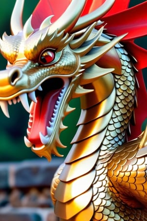 (((Beautiful female Golden Dragon with bright red leather intricate scales breathing red and gold flames shooting from her mouth))), large gold and red wings with beautiful shadows and details spread out ready to take flight, (((perspective shot))), (background:great wall of china), complex 3d render, intricate reflections, Intricate shadows, cinematic, ultra-detailed, HDR, Hyperrealism, professional photography, backlit, sharp focus, Panasonic Lumix s pro 50mm, 8K, octane rendering, raytracing, intricate shadows, (((professional photography))), high definition, photorealism, hyper-realistic, bokeh, depth of field, HDR, dynamically backlit, sharp focus, sharp edges, studio soft light, rim light, vibrant details, luxurious, photorealistic, more detail XL