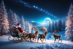 (((masterpiece))), (((Santa Claus Waving Goodbye To 2023 while flying away in his sleigh pulled by 10 reindeer into the star cast night))), ((Santa Claus smiling at the camera)), it is a beautiful night with comets in the sky and colorful stars twinkling in the background, complex 3d render, intricate reflections, ultra-detailed, HDR, Hyperrealism, Panasonic Lumix s pro 50mm, 8K, octane rendering, raytracing, (((professional photography))), high definition, photorealism, hyper-realistic, bokeh, depth of field, dynamically backlit, studio, vibrant details, ((professional Color grading)), photorealistic , monster,,,monsterdiversity"