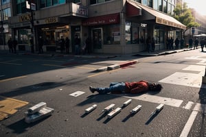 (((masterpiece))), (((drug use in the streets of Los Angelos people shooting up drugs on the sidewalk))), ((homeless people laying in the street with hypodermic needles laying everywhere)), (the streets look like an epidemic of drug use of zombie looking people),  complex 3d render, intricate reflections, ultra-detailed, HDR, Hyperrealism, Panasonic Lumix s pro 50mm, 8K, octane rendering, raytracing, (((professional photography))), high definition, photorealism, hyper-realistic, bokeh, depth of field, dynamically backlit, studio, vibrant details, ((professional Color grading)), photorealistic , 