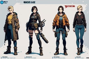Female, Gears of War character, mechanic, engineer, machinist, video game character design, Fallout video game, clothing design 