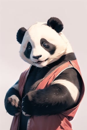 best quality,masterpiece,extremely detailed CG unity 8k wallpaper,official art, panda, panda_tm,solo,upper body,simple background,white background,looking at the viewer ,MG xiongmao