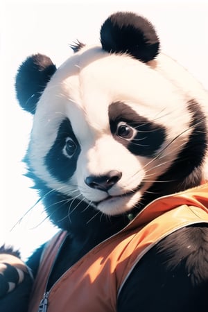 best quality,masterpiece,extremely detailed CG unity 8k wallpaper,official art, panda, panda_tm,Stylish clothes and sunglasses,solo,upper body,simple background,white background,looking at the viewer ,MG xiongmao