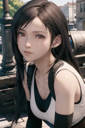 best quality,masterpiece,extremely detailed CG unity 8k wallpaper,official art, 1girl,solo,outdoors,looking at the viewer ,tifa lockhart