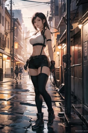 best quality,masterpiece,extremely detailed CG unity 8k wallpaper,official art, 1girl,solo,full body,outdoors,looking at the viewer ,tifa lockhart