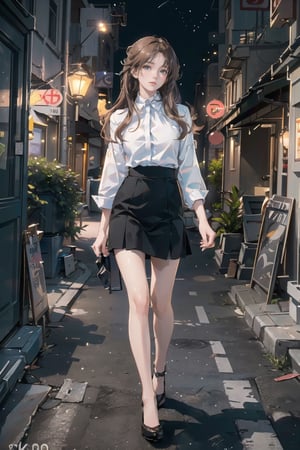 (8k, RAW photo, best quality, masterpiece:1.2), (realistic, photo-realistic:1.37),an extremely delicate and beautiful,1girl,kpop idol, (full body),in alley, walking, cityscape, professional lighting, radiosity, physically-based rendering,from side,night,supporting wall with one hand