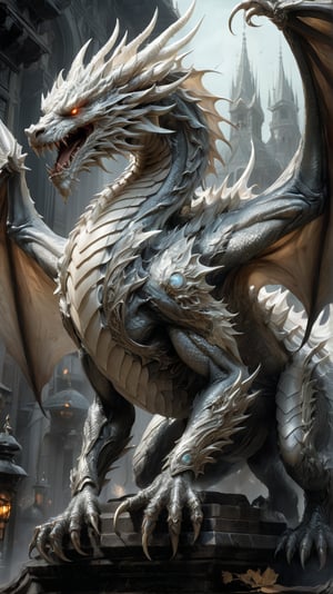 Ghost dragon (from heroes might & magic 5 character), MASTERPIECE by Aaron Horkey and Jeremy Mann, sharp, masterpiece, best quality, Photorealistic, ultra-high resolution, photographic light, illustration by MSchiffer, Hyper detailed