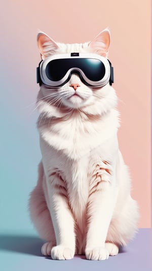 Flat vector illustration of a cat in virtual reality glasses. Minimalism. Pastel colors