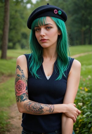 score_9,score_8_up,score_7_up BREAK 1girl,hipster,wool beret,sweater,neon green hair,vest,tattoos,highly detailed,detailed skin,depth of field,film grain,.igbaddie
