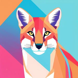 A clean, minimalistic vector art of a geometric animal, sharp edges, high contrast colors. Background with soft gradients. Precision linework, symmetry, clear composition, crisp outlines, flat colors, Adobe Illustrator, modern digital design techniques.