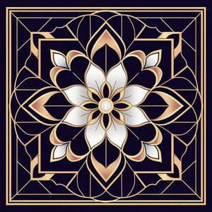 An elegant SVG illustration of an Art Deco-inspired design, symmetrical patterns, and luxurious motifs. Background with a sleek, dark tone. Gold accents, geometric shapes, precise line art, intricate details, classic art deco style, smooth gradients, polished finish.