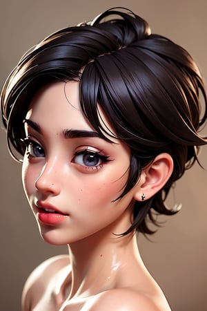 masterpiece, best quality, perfect eyes, brown eyes, short black hair, red lips, Cordoba Spain background, anime, Spanish girl, award winning face portrait, blushed face, looking at viewer, 3DMM