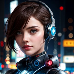 3d,futuristic,1girl,face,masterpiece,cyberpunk theme,robotic face,robotic eyes,x-ray vision,headset,8k,highly detailed,best quality,bokeh,blurred background,cyberpunk city,sharp jawline,best image,photorealistic,realistic,natural skin,detailed face,good face,low saturation,medium contrast,neon