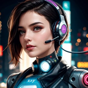 3d,futuristic,1girl,face,masterpiece,cyberpunk theme,robotic face,robotic eyes,x-ray vision,headset,8k,highly detailed,best quality,bokeh,blurred background,cyberpunk city,sharp jawline,best image,photorealistic,realistic,natural skin,detailed face,good face,low saturation,medium contrast,neon