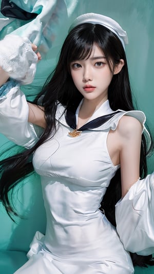 cotton white cloth grapped by a girl hand