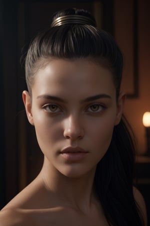 (((close-up portrait,))) masterpiece, 8k beautiful 18 year old,black ponytail hair (high top fade: 1.75), (((close-up portrait,))) (frontal view:1.4), symmetrical face, symmetrical eyes, hyper 8k detailed photo, 8k resolution concept art by greg rutkowski , artgerm, wlop, alphonse Mucha, beeple, caravaggio, artstation Intricate and detailed art trend in triple color Unreal Engine 5 volume lighting, perfect composition, beautifully detailed, intricate and incredibly detailed octane render trend in artstation, 8k art photos, photos Realistic, soft natural volume cinematic perfect lighting, chiaroscuro, masterpiece, oil on canvas, digital painting, symmetry, lighting, detailed face, soft and soft skin, surreal, soft hair, looking into the camera, golden ratio, cgsociety trend, complex, epic, trend on artstation, highly detailed, lifelike, production movie character rendering, ultra high quality model, beautiful body, dark hair, punk hairstyle, hair blowing in the wind, perfect composition, beautiful, detailed and Complex and incredibly detailed octane render trend, 8k fine art photography, photorealistic concept art, smooth and natural volumetric cinematic perfect lighting, chiaroscuro, masterpiece, oil on canvas, Beksinski, Giger, raw analog photography,sayaairie,LinkGirl,korean girl,3D