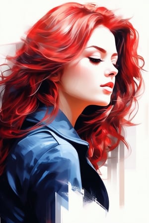 cover painting a book, a women red hair, contact eyes, best quality