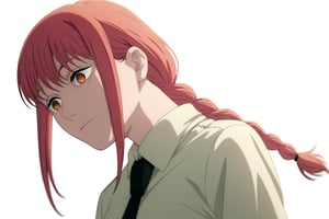 score_9, score_8_up, score_7_up, score_6_up, score_5_up, score_4_up, BREAK, source_anime,makima_v1, 1girl, red hair, ringed eyes, braided ponytail, solo, black necktie, shirt, collared shirt,black_pants,

, close-up view,




,(( white background, blank background)),chainsaw_man_style