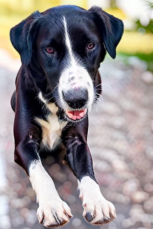 Cute black and white small pit bull,  big cute perfect eyes,  detailed background with toys around the entire body of the dog , teaselift,