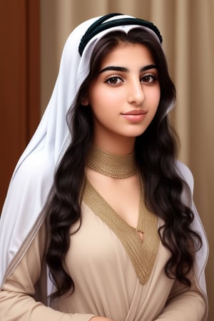 Arab girl with long wavy hair