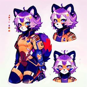 1930s (style), 1930s (style),furry, kawaii, red_panda, ancient_egyptian, lavender_hair, blue_eyes, anthromorph, high_resolution, digital_art, cute_fang, golden_jewelry, messy_hair, curvy_figure, body scars, male, space suite, future, soldier, ,kusanagi motoko, city, wheelchair, (multiple views, full body, upper body, reference sheet:1), back view, front view