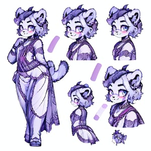 (CharacterSheet:1), sexy,red_panda,Indian,Saree, lavender_hair, blue_eyes, anthromorph, high_resolution, digital_art, cute_fang, golden_jewelry, messy_hair, curvy_figure, red loin_cloth, body scars, (multiple views, full body, upper body, reference sheet:1), back view, front view,(white background, simple background:1.2),(dynamic_pose:1.2),(masterpiece:1.2), (best quality, highest quality), (ultra detailed), (8k, 4k, intricate), (50mm), (highly detailed:1.2),(detailed face:1.2), detailed_eyes,(gradients),(ambient light:1.3),(cinematic composition:1.3),(HDR:1),Accent Lighting,extremely detailed,original, highres,(perfect_anatomy:1.2),grayscale 