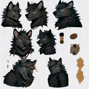 (CharacterSheet:1t),peg_leg, steampunk, male, Roman_armor, black_fox, ancient_roman, aqua_hair, blue_eyes, anthromorph, high_resolution, digital_art, cute_fang, golden_jewelry, animal_tail,messy_hair, fancy, hunter, (multiple views, full body, upper body, reference sheet:1), back view, front view,(white background, simple background:1.2),(dynamic_pose:1.2),(masterpiece:1.2), (best quality, highest quality), (ultra detailed), (8k, 4k, intricate), (50mm), (highly detailed:1.2),(detailed face:1.2), detailed_eyes,(gradients),(ambient light:1.3),(cinematic composition:1.3),(HDR:1),Accent Lighting,extremely detailed,original, highres,(perfect_anatomy:1.2),SZ_4po enviroment,vane /(granblue fantasy/),nargacuga armor,lord of the rings (but careful with the word "lord")