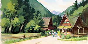 1930s (style), kawaii, a haunted Spa nestled in high mountains
