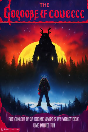 Create a captivating and whimsical 1950s movie poster for a 1920s juvenile horror/humor novel titled "The Howl of the Wendigo," part of the series "The Wolves of Blood Creek" by J.R. Ghostwood.

Key Elements:

Setting: A snowy landscape with a hint of eerie moonlight, conveying the chilling winter atmosphere.

Characters: Include the main characters, Sagie, Lavie, and Birdie, standing united against the backdrop of the menacing Wendigo's eyes in the storm.

Wolves: Showcase the Blood Creek wolves, emphasizing their pack dynamic and unique personalities.

Humor and Horror: Infuse a balance of humor and horror elements to reflect the book's dual genre, perhaps through the expressions and interactions of the characters.

Title and Series: Clearly highlight "The Howl of the Wendigo" as the title, and "The Wolves of Blood Creek" as the series, with the author's name, J.R. Ghostwood.

Feel free to play with color schemes, lighting effects, and visual elements that resonate with a juvenile horror/humor theme