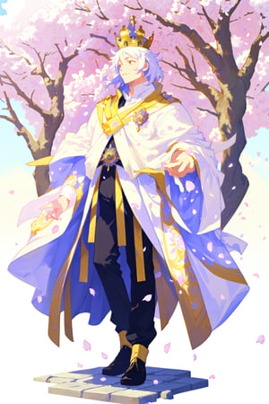King, Spring, petals all around, full body, crown