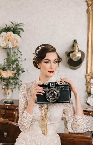 Create a vintage-inspired photoshoot with classic outfits, hairstyles, and makeup. Consider using props like old cameras, vintage cars, or antique furniture.