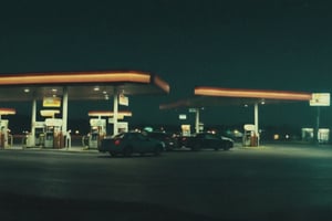 Low Quality film, glitch Noise, photo is clear,
Accidentally photo found footage, creepy random photo, night at gas station