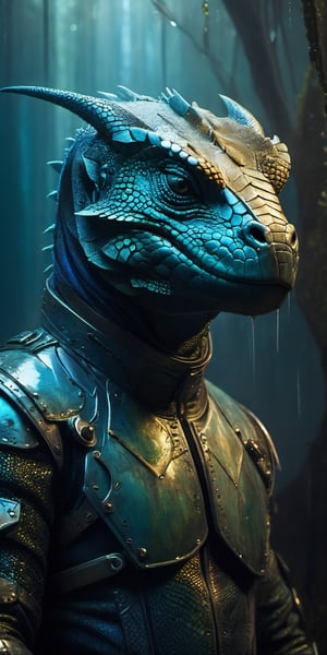 (best quality, masterpiece:1.4, beautiful and aesthetic), 8K, high contrast, extremely detailed, (sci-fi art theme:1.2) portrait of a komodo dragon, highly detailed, power armour