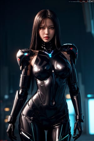 (masterpiece:1.2, best quality:1.2, beautiful, high quality, highres:1.1, aesthetic), detailed, extremely detailed, cowboy shot, ambient soft lighting, perfect eyes, perfect face, 1girl, thicc, long hair, hair ornament, normal breasts, black cybernetic, black cybernetic_enhancements, black cybernetic amor, spikes amor shoulder, looking at the viewer, above view, top view, slim body, futuristic cities, sexy pose, erotic pose, full_body, black, night time