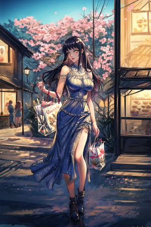 hinata, Women wearing long skirt dress of flower pattern, going to market, holding shopping bag, pure look, looking like a godess, looks like a mother, fully_dressed, full_body, long skirt plus top, exposed_arm, ,justin_c, 300 DPI, HD, 8K, Best Perspective, Best Lighting, Best Composition, Good Posture, High Resolution, High Quality, 4K Render, Highly Denoised, Clear distinction between object and body parts, Masterpiece, Beautiful face, 
Beautiful body, smooth skin, glistening skin, highly detailed background, highly detailed clothes, 
highly detailed face, beautiful eyes, beautiful lips, cute, beautiful scenery, gorgeous, beautiful clothes, 
