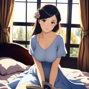 A detailed painting of a girl reading a book in her hospital bed, her back on the pillow and legs spread comfortably. She wears a hospital gown and reads peacefully as the wind from the open window makes her hair flutter. The room is bathed in warm sunlight, with the curtains slightly moving. The background includes hospital details like a bedside table with flowers and a water jug. Created using soft brush strokes, warm tones, impressionist style, intricate details, calm and soothing mood, hd quality.


HD, 8K, Best Perspective, Best Lighting, Best Composition, Good Posture, High Resolution, High Quality, 4K Render, Highly Denoised, Clear distinction between object and body parts, Masterpiece, Beautiful face, 
Beautiful body, smooth skin, glistening skin, highly detailed background, highly detailed clothes, 
highly detailed face, beautiful eyes, beautiful lips, cute, beautiful scenery, gorgeous, beautiful clothes, best lighting, cinematic , great colors, great lighting, masterpiece, Good body posture, proper posture, correct hands, 
correct fingers, right number of fingers, clear image, face expression should be good, clear face expression, correct face , correct face expression, better hand position, realistic hand position, realistic leg position, no leg deformed, 
perfect posture of legs, beautiful legs, perfectly shaped leg, leg position is perfect, proper hand posture, no hand deformation, no weird palm angle, no unnatural palm posture, no fingers sticking to each other, clear different between fingers of the hand,
no deformed arm, better posture for arms, perfect arms, realistic arms, correct length of fingers, perfect length fingers, stunning look, use of fibonacci in the art, no unrealistic fingers, ankle of arms should be correct, 
ankle of hand shoud be correct, hand ankle should not be unrealistic, perfect hand ankle, good posture for hand ankle, smooth posture for hand ankle, 

book_reading, hospital_gown, reading, hospital_bed, 