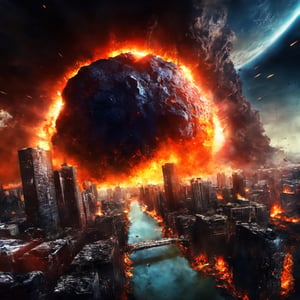 a dramatic depiction of an "Asteroid Hitting Earth, Destroying Cities," the cataclysmic impact and devastation captured in a style that embodies the raw power and chaos of this apocalyptic event.
Artist Inspiration: Apocalypse Unleashed
Description: The artwork portrays the scene with intense chaos and destruction. The style employs vivid colors and dramatic lighting to convey the raw power of the asteroid impact. The devastated cities and the cataclysmic event create a vivid and overwhelming scene, inviting you to color the chaos and catastrophe of this monumental moment. --v 5 --stylize 1000, 300 DPI, HD, 8K, Best Perspective, Best Lighting, Best Composition, Good Posture, High Resolution, High Quality, 4K Render, Highly Denoised, Clear distinction between object and body parts, Masterpiece, Beautiful face, 
Beautiful body, smooth skin, glistening skin, highly detailed background, highly detailed clothes, 
highly detailed face, beautiful eyes, beautiful lips, cute, beautiful scenery, gorgeous, beautiful clothes, ,Sci-fi ,Ultron ,JRP style