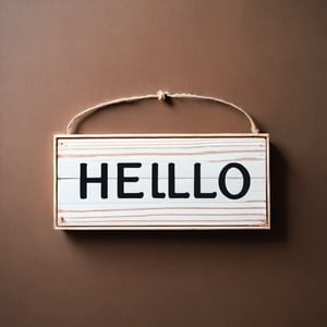 A wooden sign that says "hello"