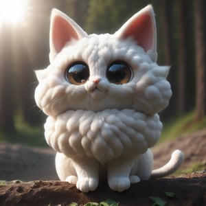 THE CAT IS FLUFFY, THE FUR GLITTERS IN THE SUN, THE GOLDEN COLOR OF THE FUR ON IT, BIG EYES,