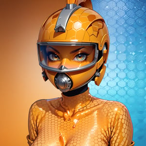 honey-colored helmet,honeycomb pattern,many patterns,hyperdetalization