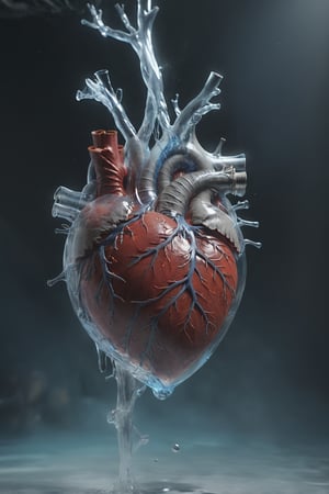 bio ice heart, veins, inside blooding , underwater   Ultra realistic, , realistic . 64k. masterpiece, heart blooding, eletric veins, cinema style, under water, connection love , detailed photo, Arnold render, 16K,cyborg style,biopunk style,Movie Still,fire element,3d,glasstech,Detailedface,ice and water